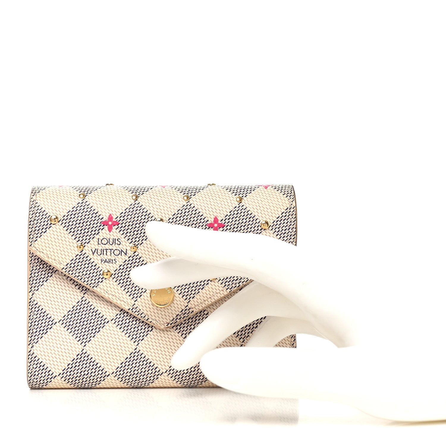 Louis Vuitton Damier Azur Studded Victorine Wallet 2 of 7