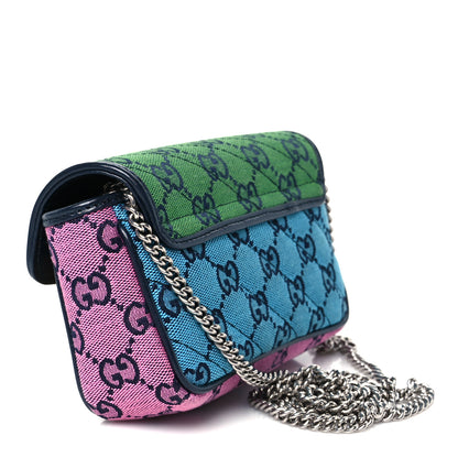 Gucci Monogram Multicolor Matelasse Diagonal Super Mini GG Marmont Shoulder Bag Green Blue Yellow Light Blue Pink 3 of 10