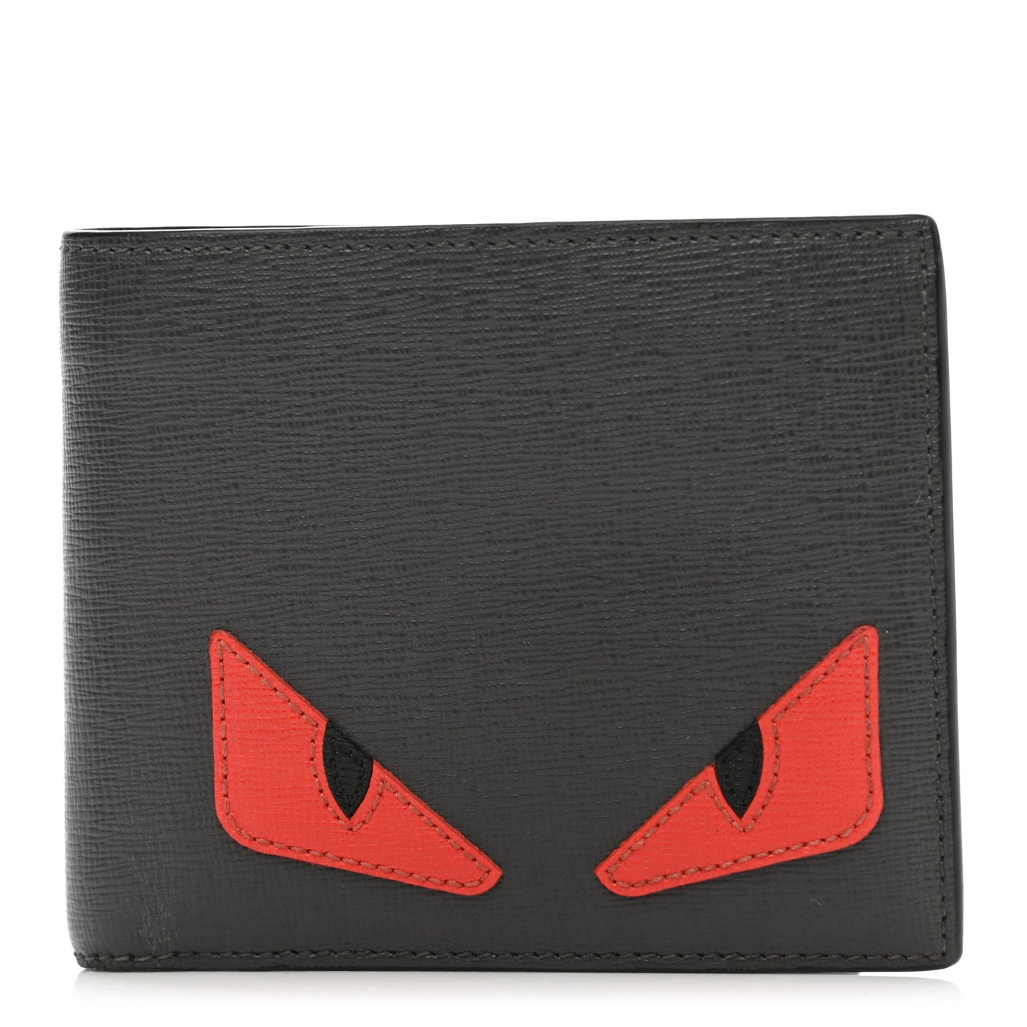 Vitello Elite Monster Eyes Inlay Bi-Fold Wallet Asfalto Papavero Black