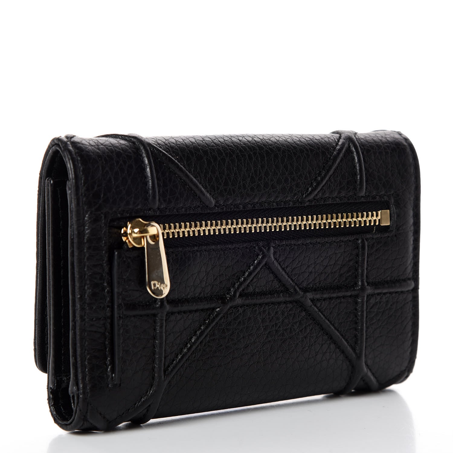 Christian Dior Grained Calfskin Cannage Diorama Elancee Wallet Black 3 of 7
