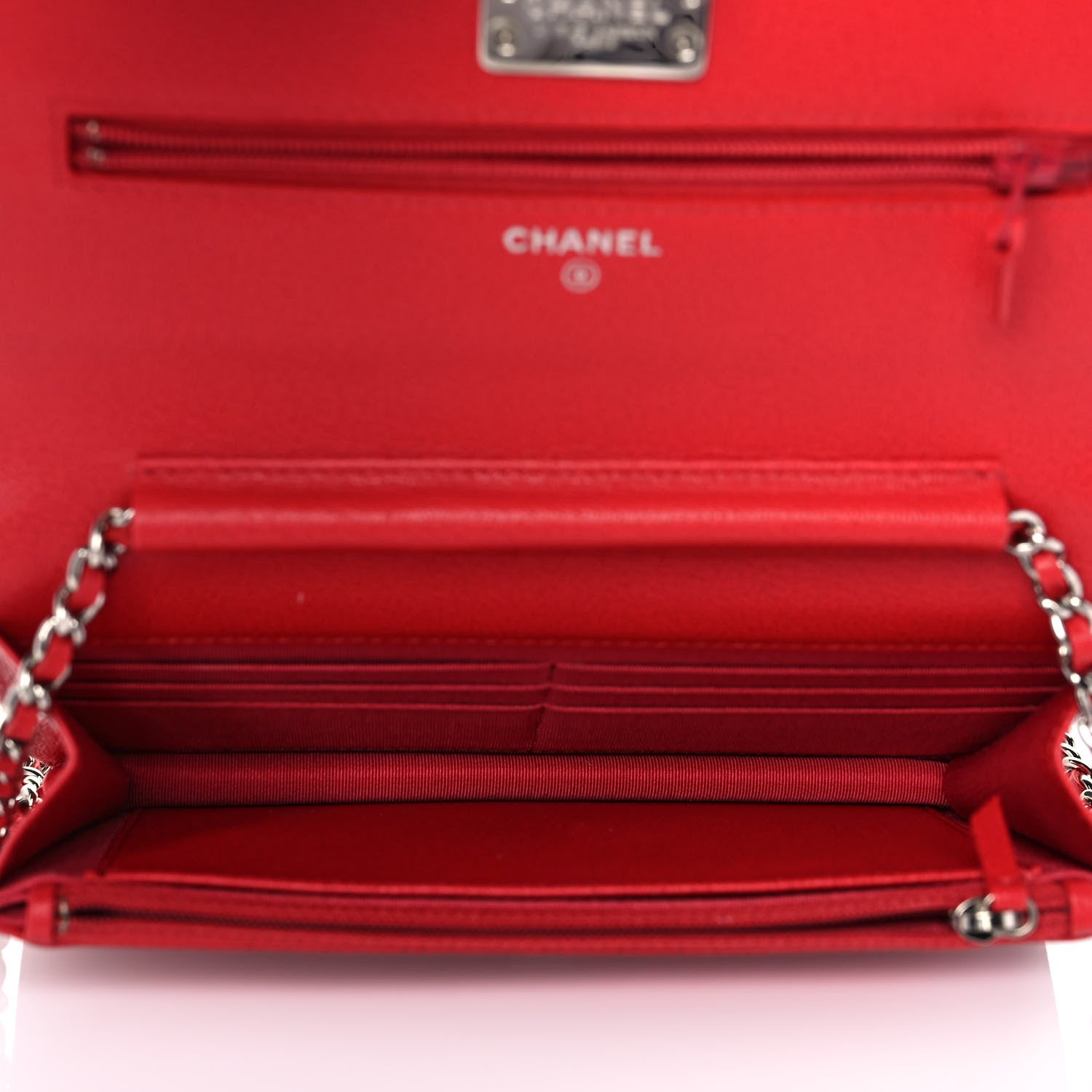 Chanel Grained Calfskin Quilted CC Box Wallet On Chain WOC Red 5 of 11