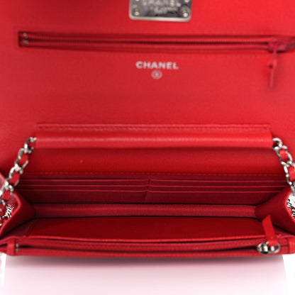 Chanel Grained Calfskin Quilted CC Box Wallet On Chain WOC Red 5 of 11