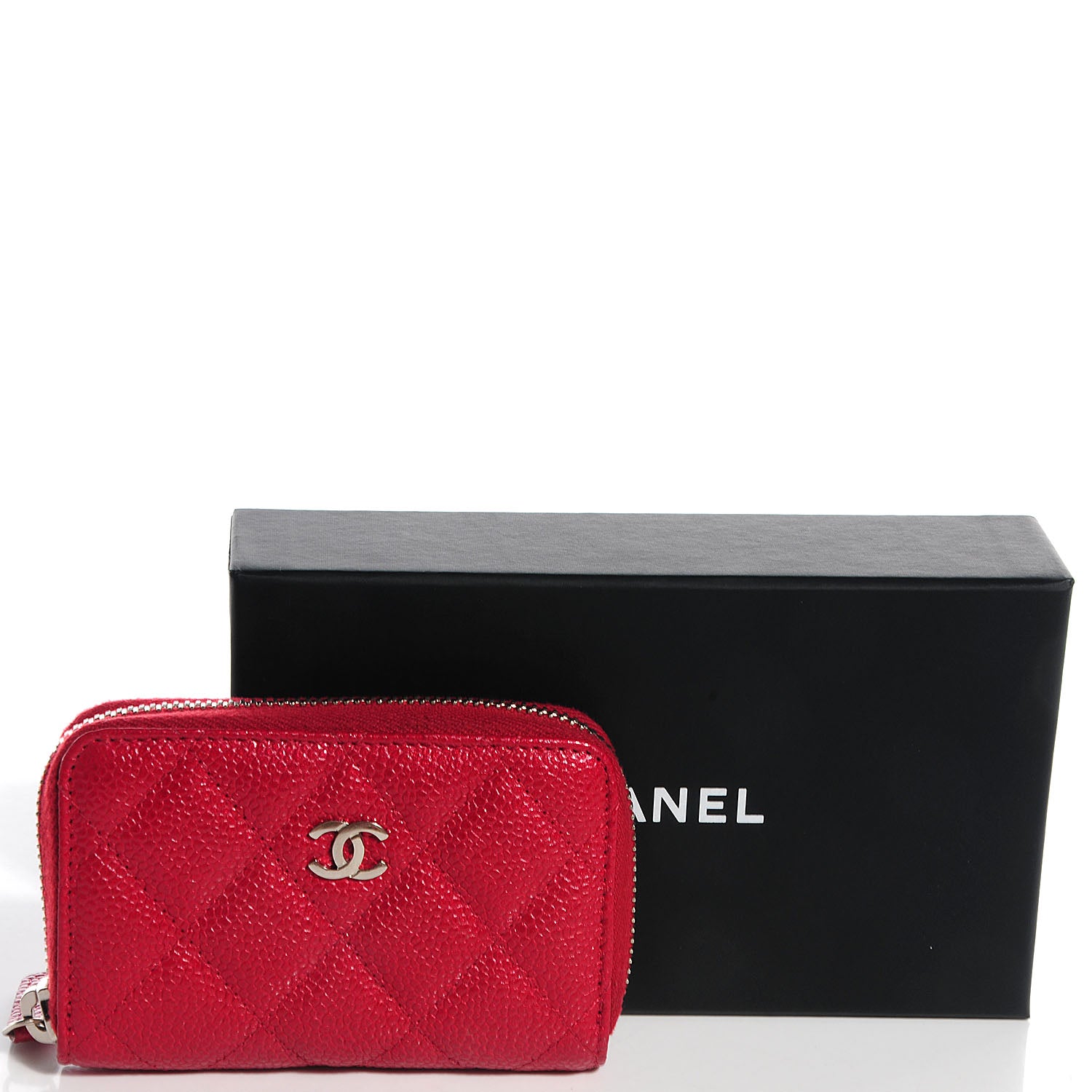 Chanel Caviar Quilted Zip Coin Purse Dark Pink 5 of 8