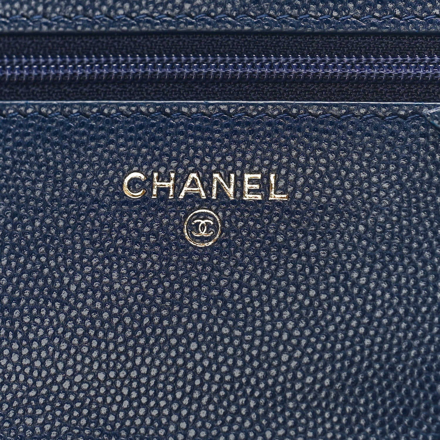 Chanel Caviar Quilted Crystal CC Wallet On Chain WOC Navy 6 of 9