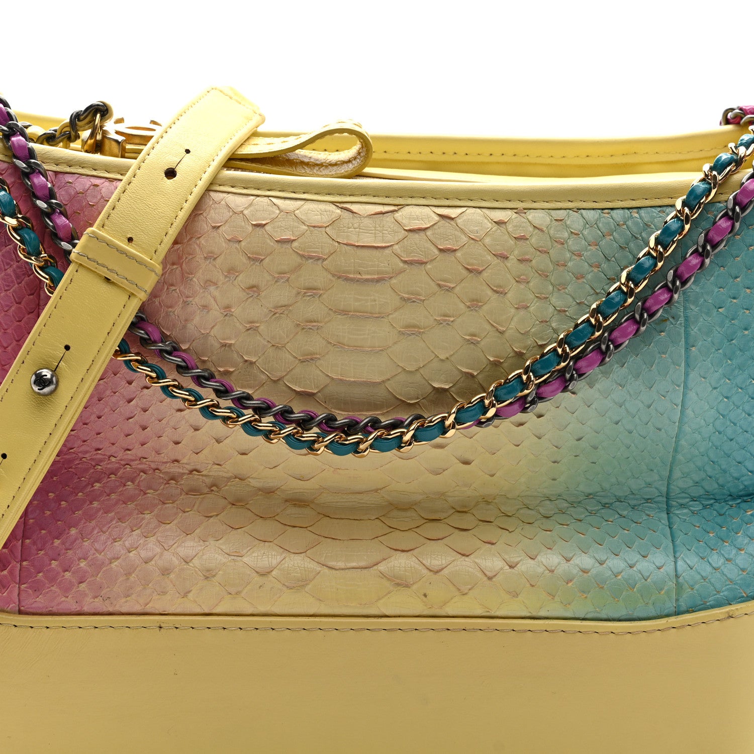 Chanel Snakeskin Medium Gabrielle Hobo Yellow Multicolor 8 of 10