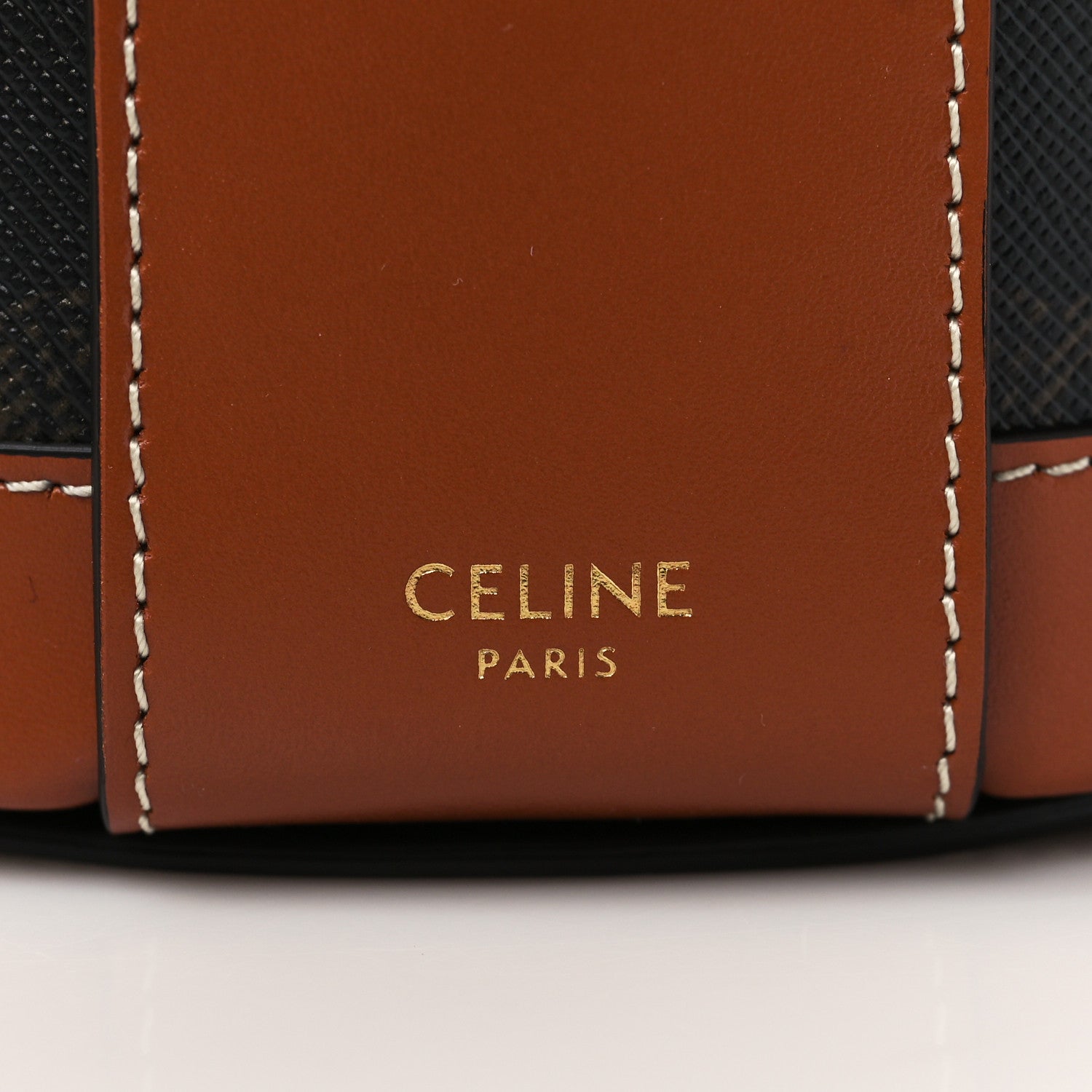 Celine Calfskin Triomphe Canvas Medium Tambour Bag Tan 6 of 7