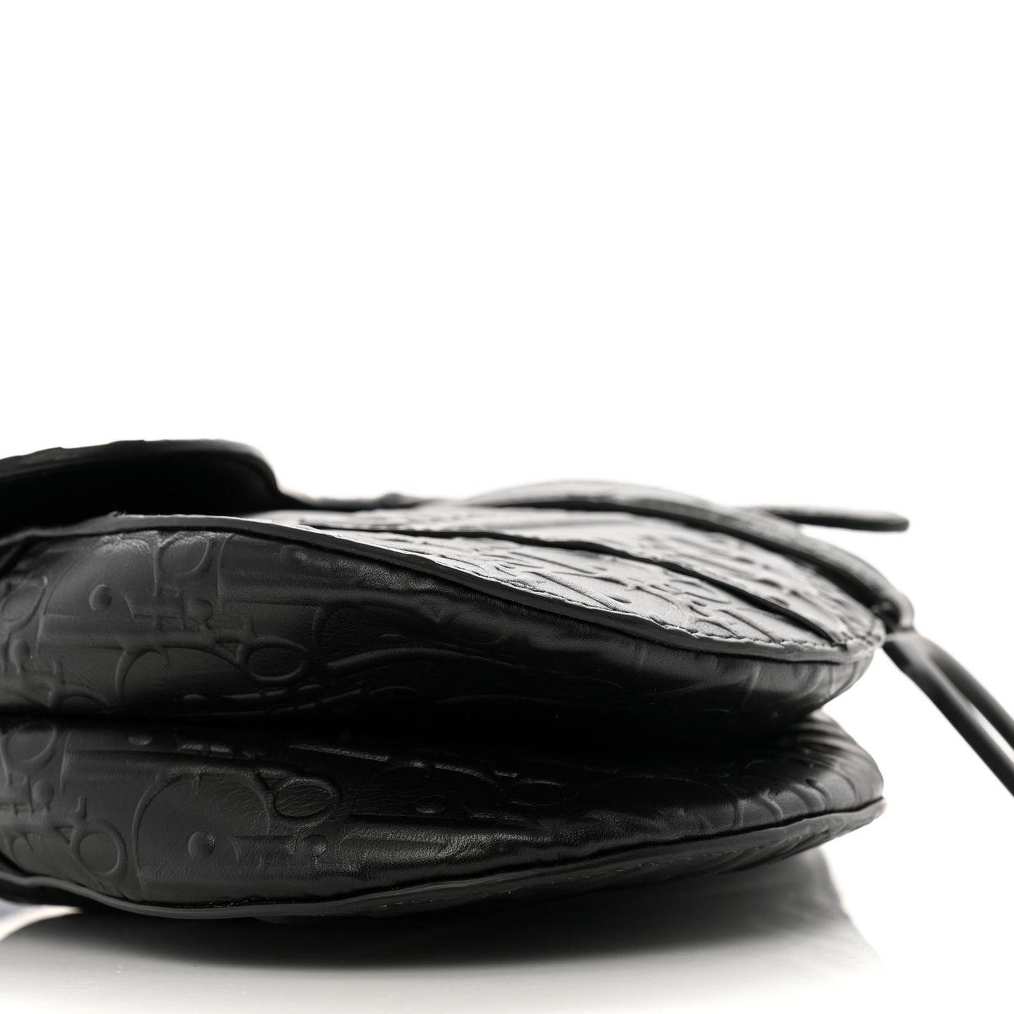 Calfskin Embossed Oblique Saddle Bag Black