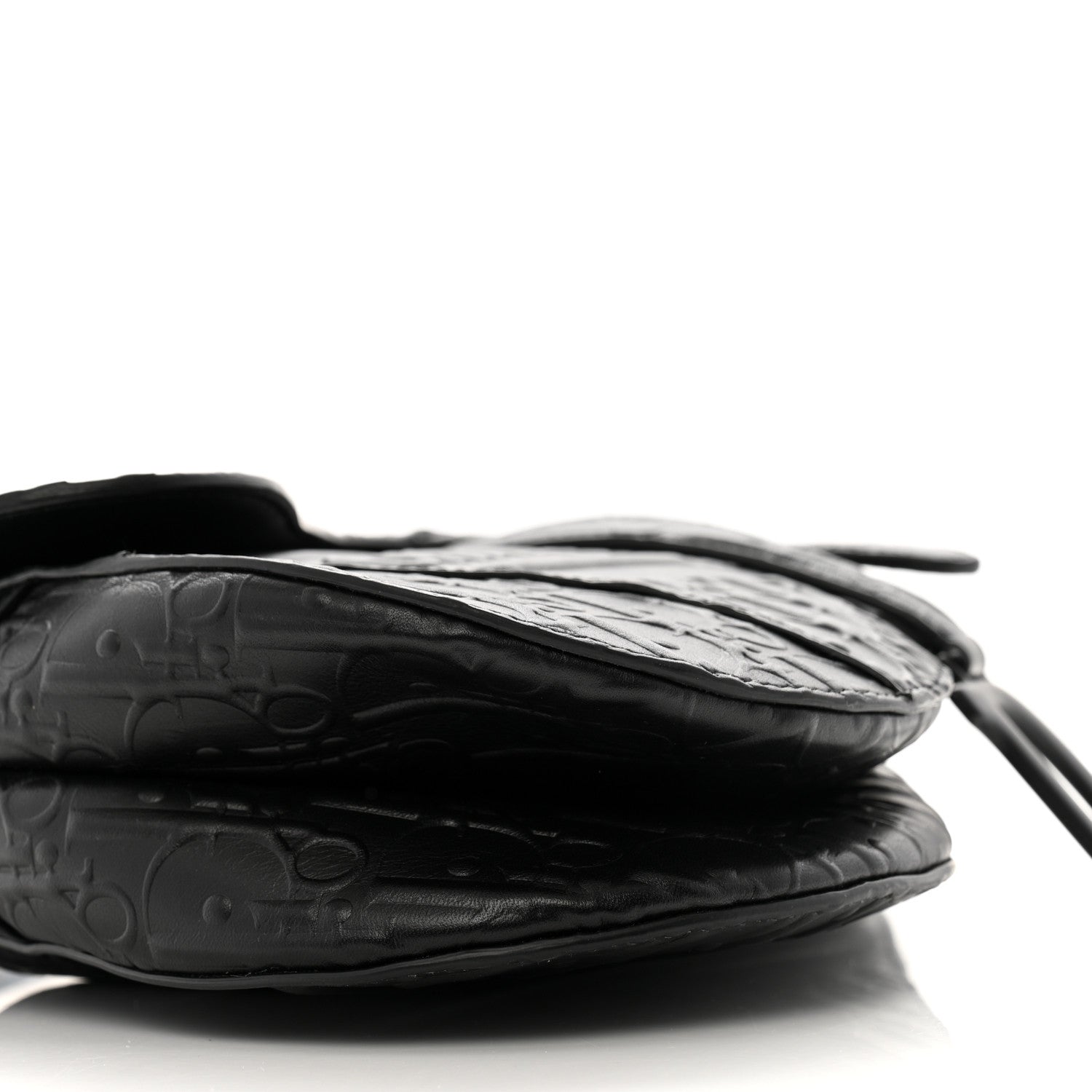 Christian Dior Calfskin Embossed Oblique Saddle Bag Black 9 of 12