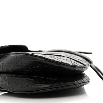 Christian Dior Calfskin Embossed Oblique Saddle Bag Black 9 of 12