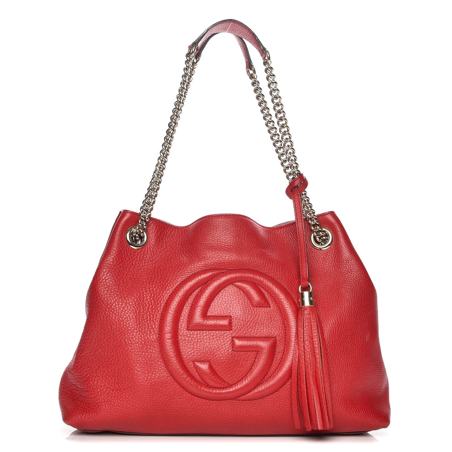 Pebbled Calfskin Medium Soho Chain Shoulder Bag Tabasco Red
