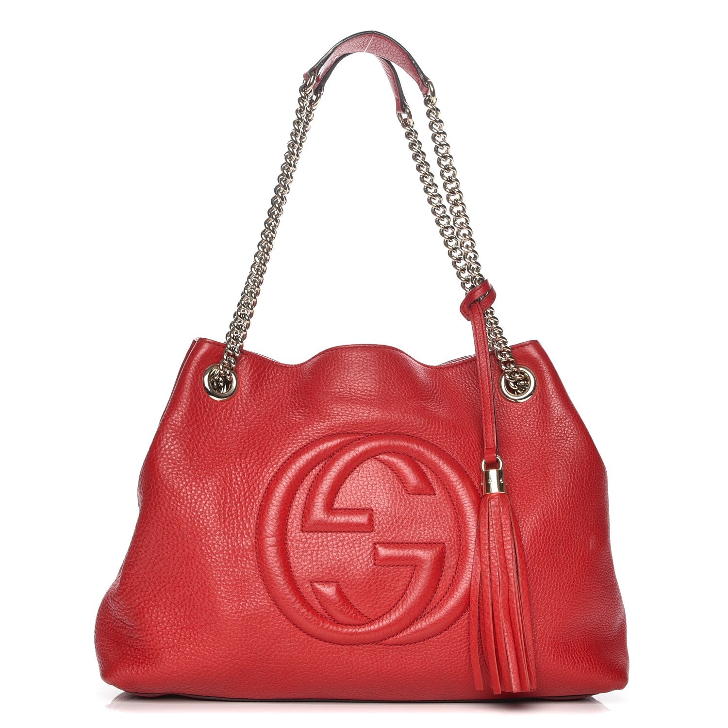 Gucci Pebbled Calfskin Medium Soho Chain Shoulder Bag Tabasco Red 1 of 7