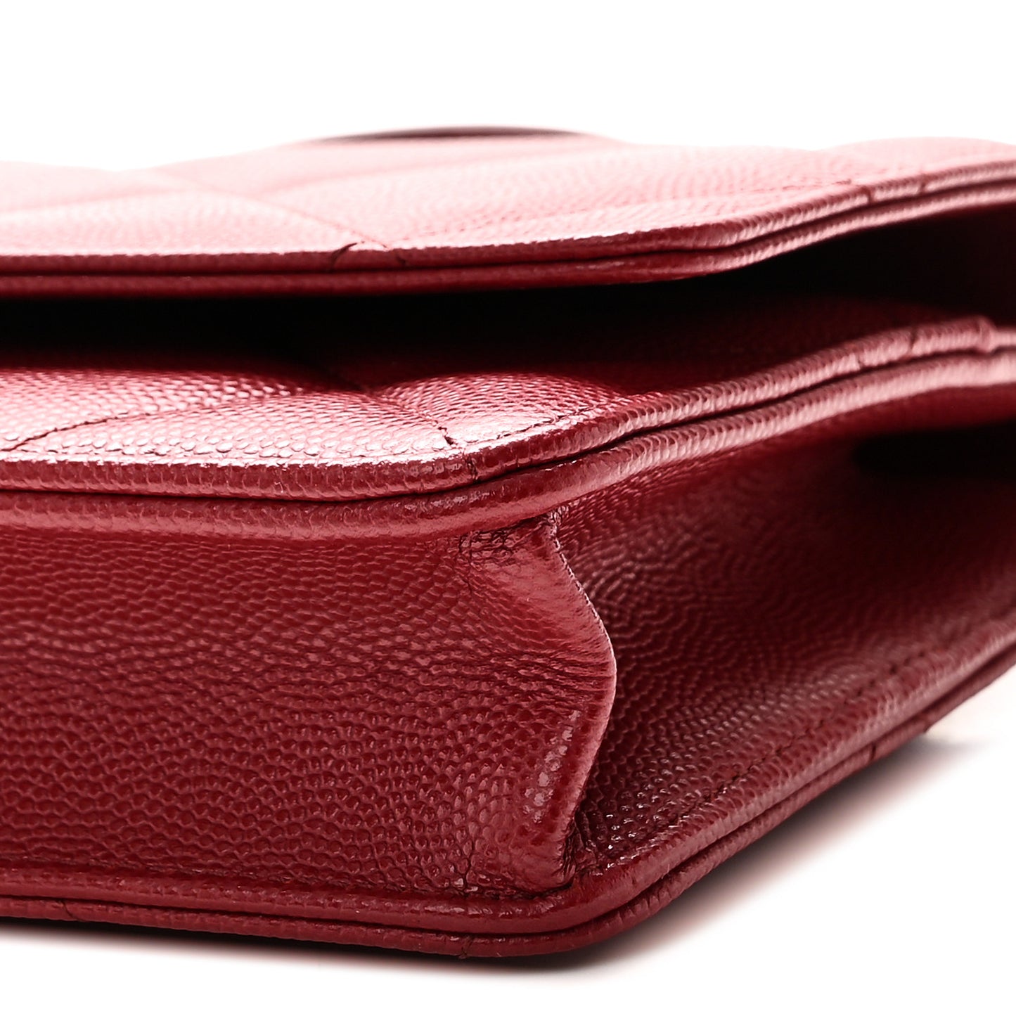 Shiny Caviar Quilted Turnlock Top Handle Wallet On Chain WOC Red