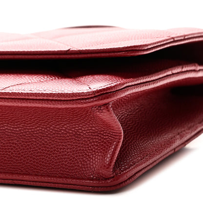 Chanel Shiny Caviar Quilted Turnlock Top Handle Wallet On Chain WOC Red 11 of 11