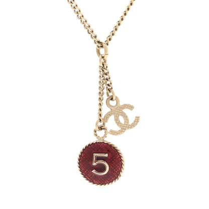 Chanel Chain No 5 CC Necklace Red Gold 4 of 6