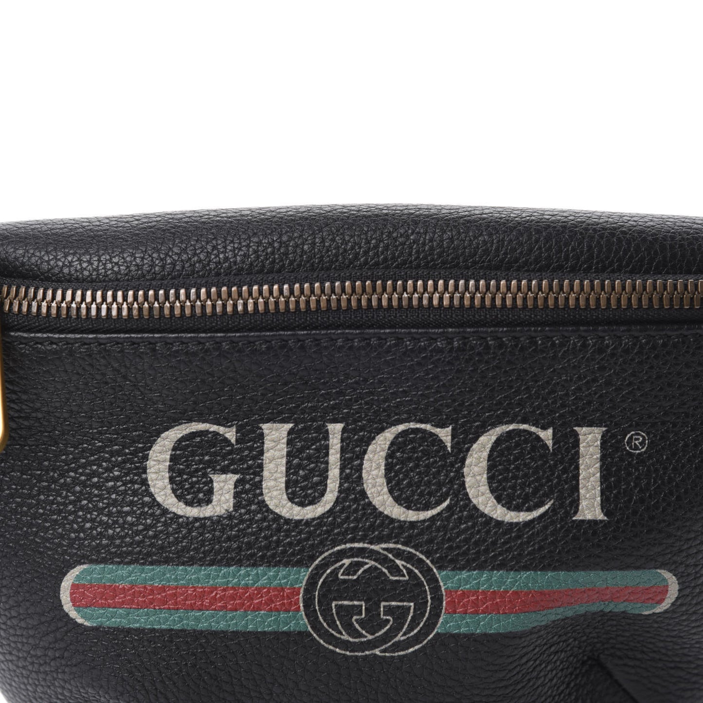 Grained Calfskin Small Logo Belt Bag Black