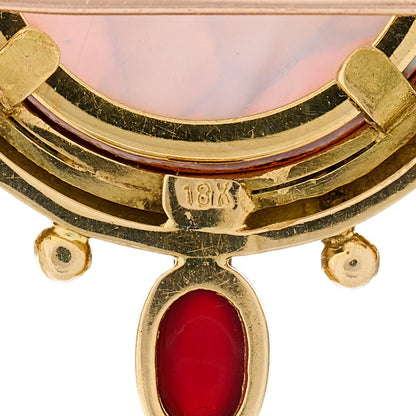 Elizabeth Locke 18K Yellow Gold Venetian Glass Mother of Pearl Carnelian Intaglio Brooch Pin 4 of 5