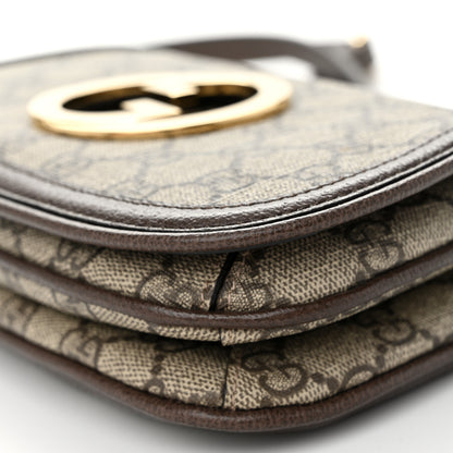 Gucci GG Supreme Monogram Textured Dollar Calfskin Mini Blondie Chain Shoulder Flap Bag Beige Ebony New Acero 9 of 11