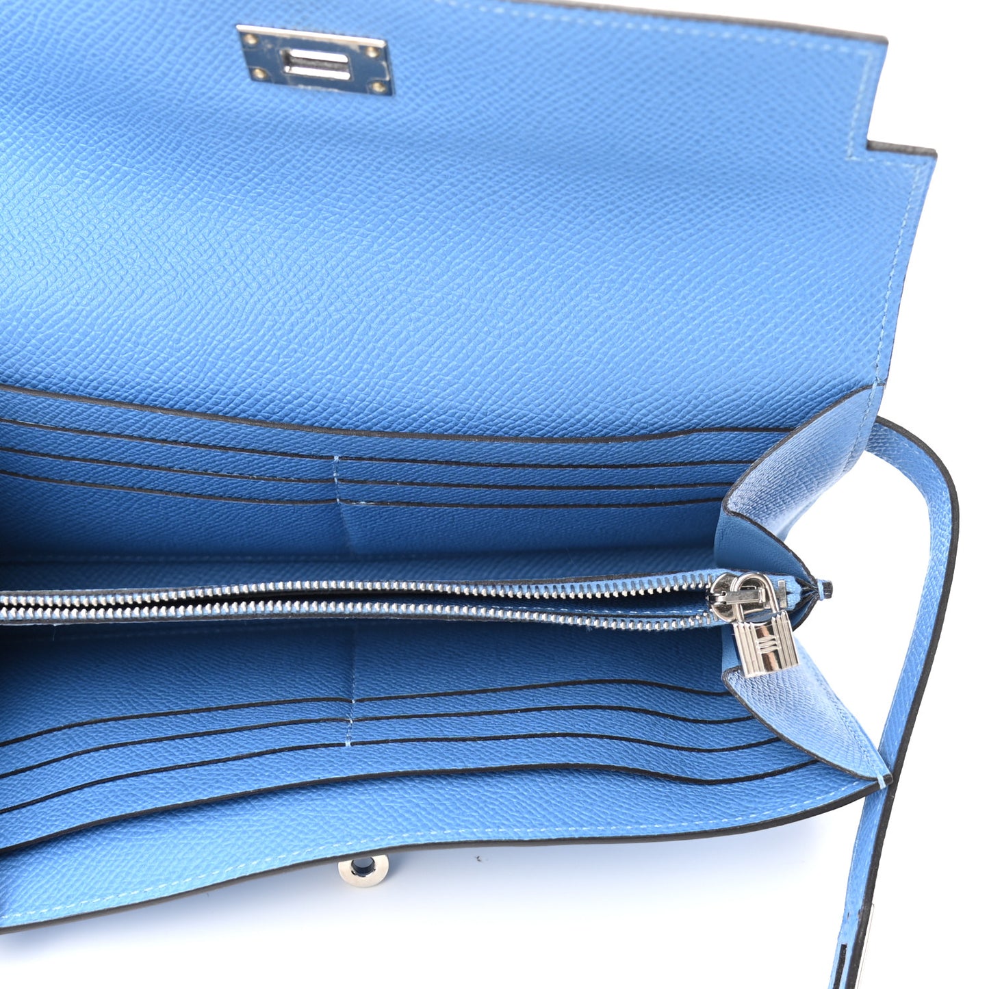 Epsom Kelly Longue Wallet Bleu Paradis