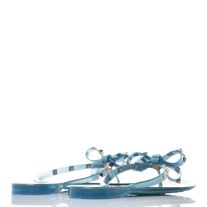 Valentino Garavani PVC Jelly Glitter Rockstud Bow Thong Sandals 39 Cerulean 4 of 7
