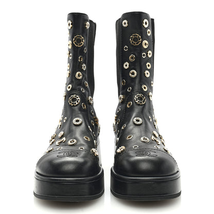 Chanel Lambskin Riveted Cap Toe Short Boots 36 Black 2 of 7