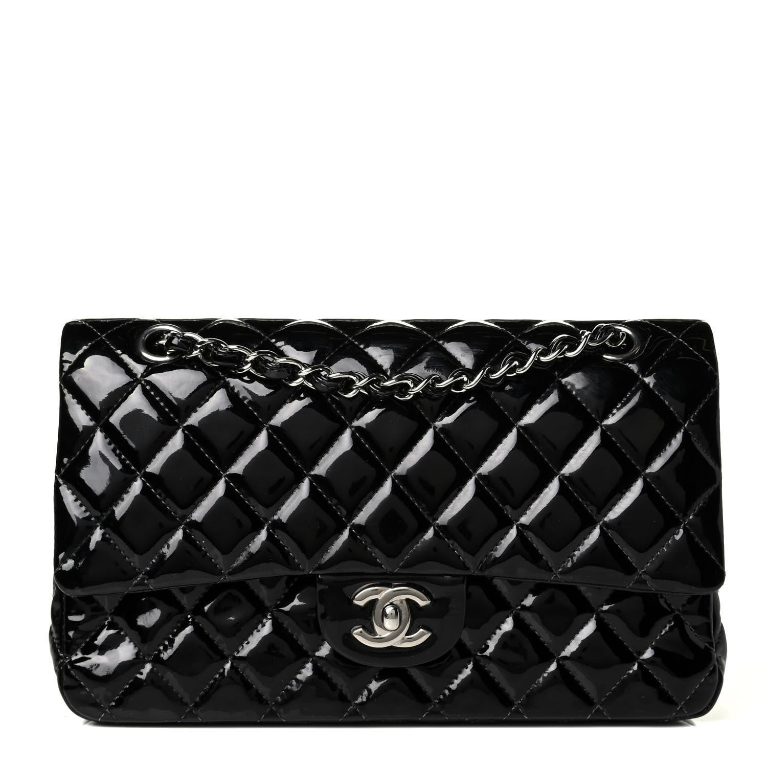 Chanel Patent Quilted Medium Double Flap Black 1 of 6