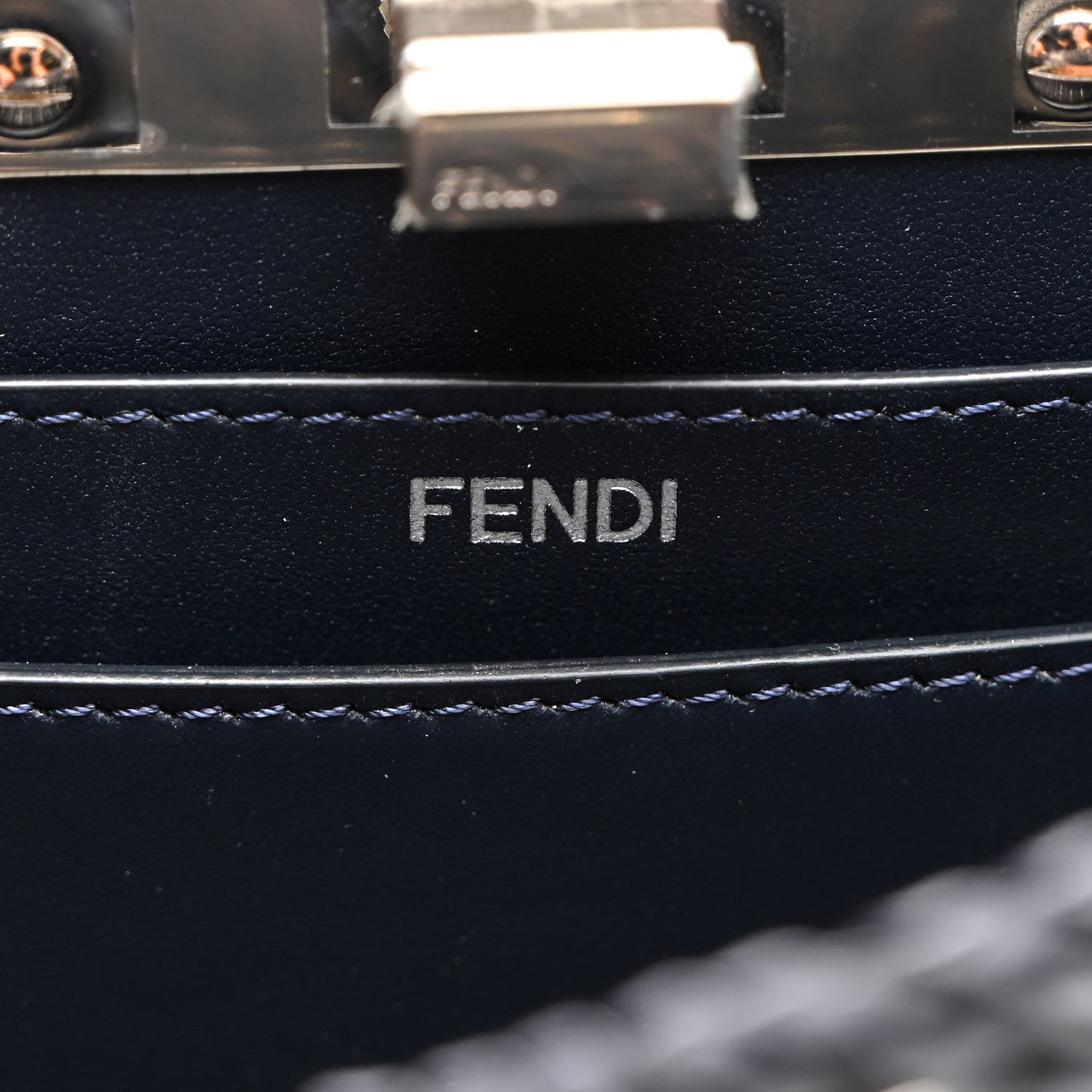 Fendi Vitello King Shiny Nappa Intreccio Petite Peekaboo I SEE U Satchel Midnight 6 of 10