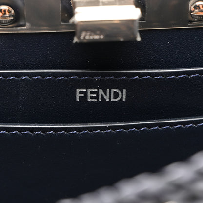 Fendi Vitello King Shiny Nappa Intreccio Petite Peekaboo I SEE U Satchel Midnight 6 of 10