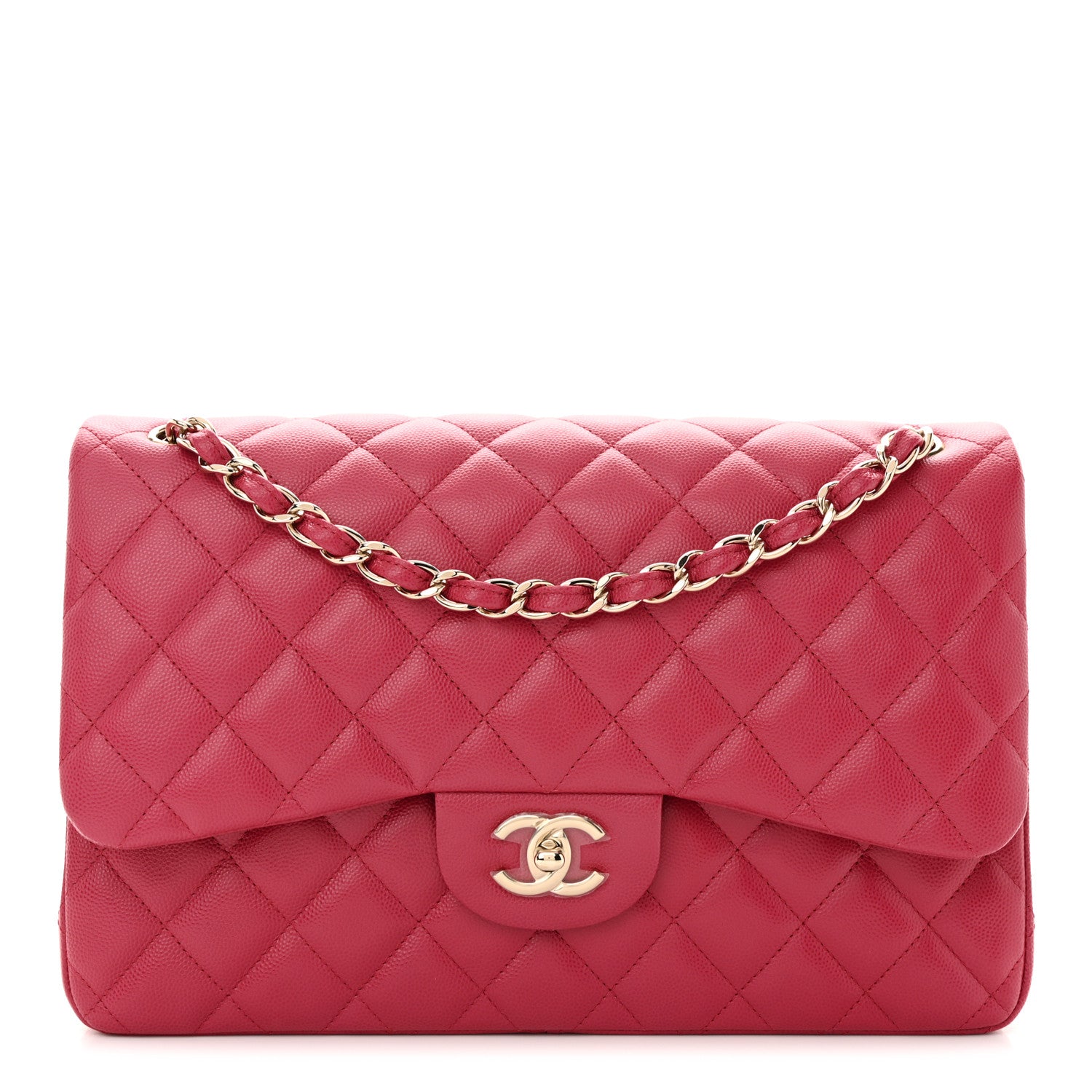 Chanel Caviar Quilted Jumbo Double Flap Dark Pink 1 of 13