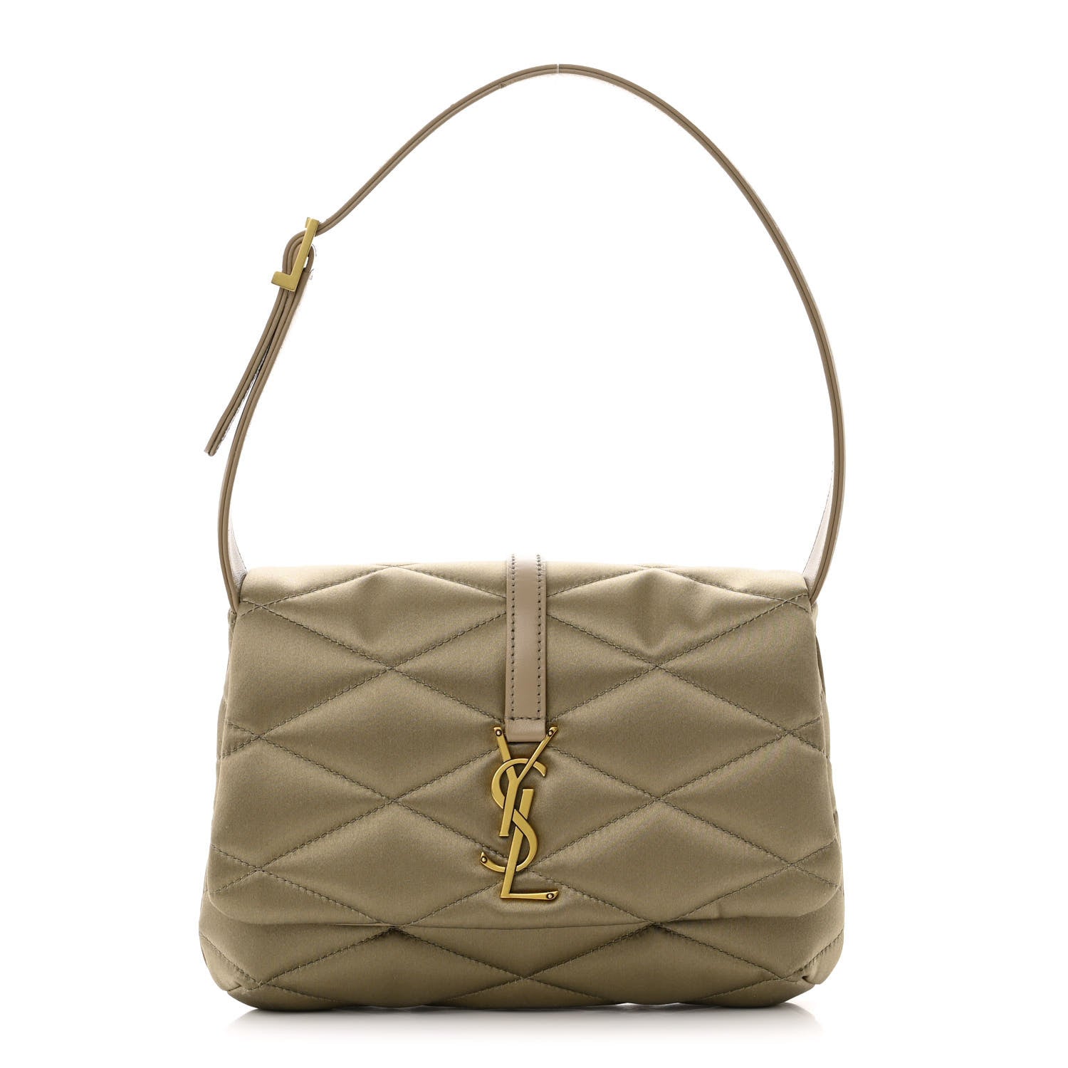 Saint Laurent Satin Quilted Le 57 Diamond Shoulder Bag Mouse 1 of 15