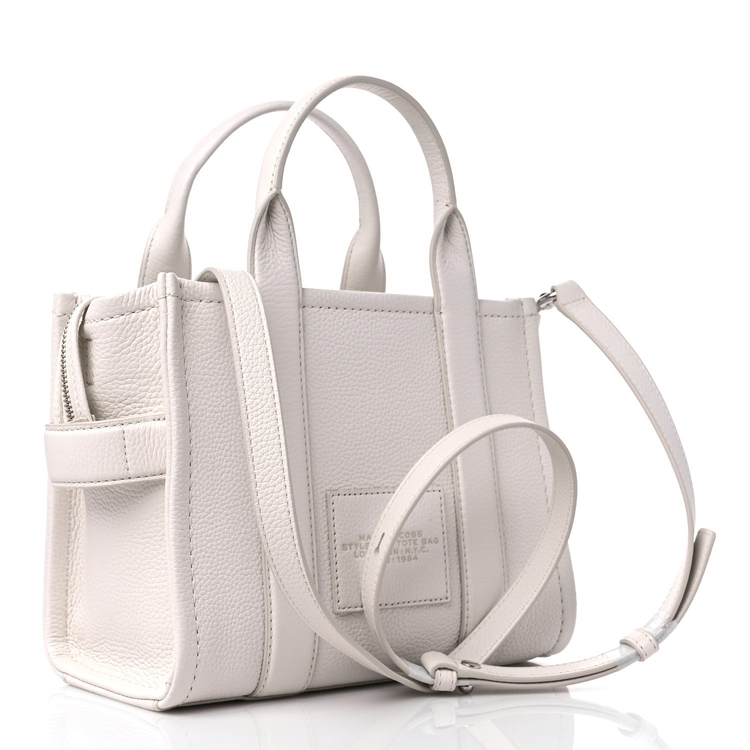 Marc Jacobs Grained Calfskin Mini The Tote Bag Cotton Silver 3 of 12
