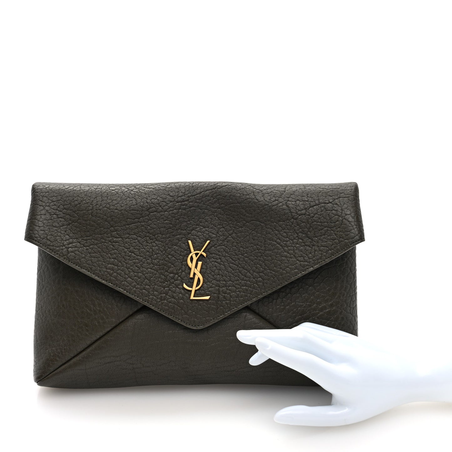 Grained Lambskin Large Cassandre Envelope Pouch Light Musk