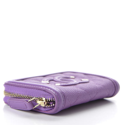 Chanel Caviar Quilted Filigree Coin Purse Purple 4 of 8