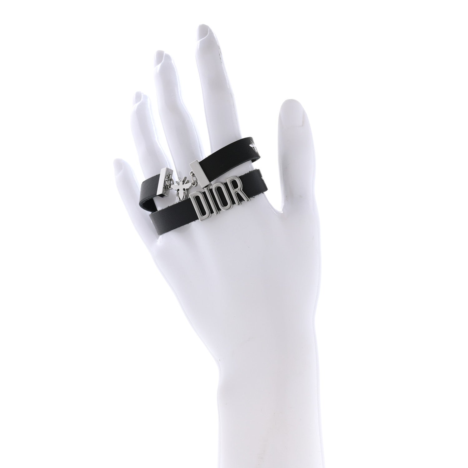 Christian Dior Calfskin Dior Bee Double Bracelet Black 2 of 5