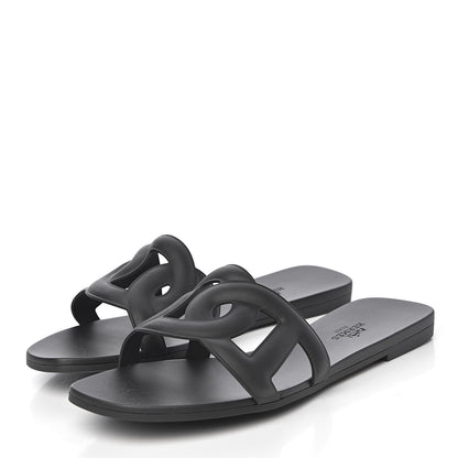 Hermes Rubber Aloha Sandals 38 Black 3 of 8