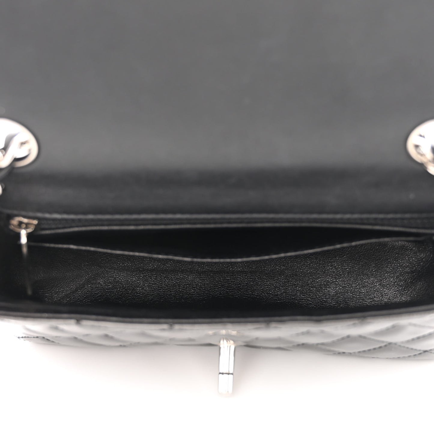 Striated Patent Quilted Mini Rectangular Flap Black