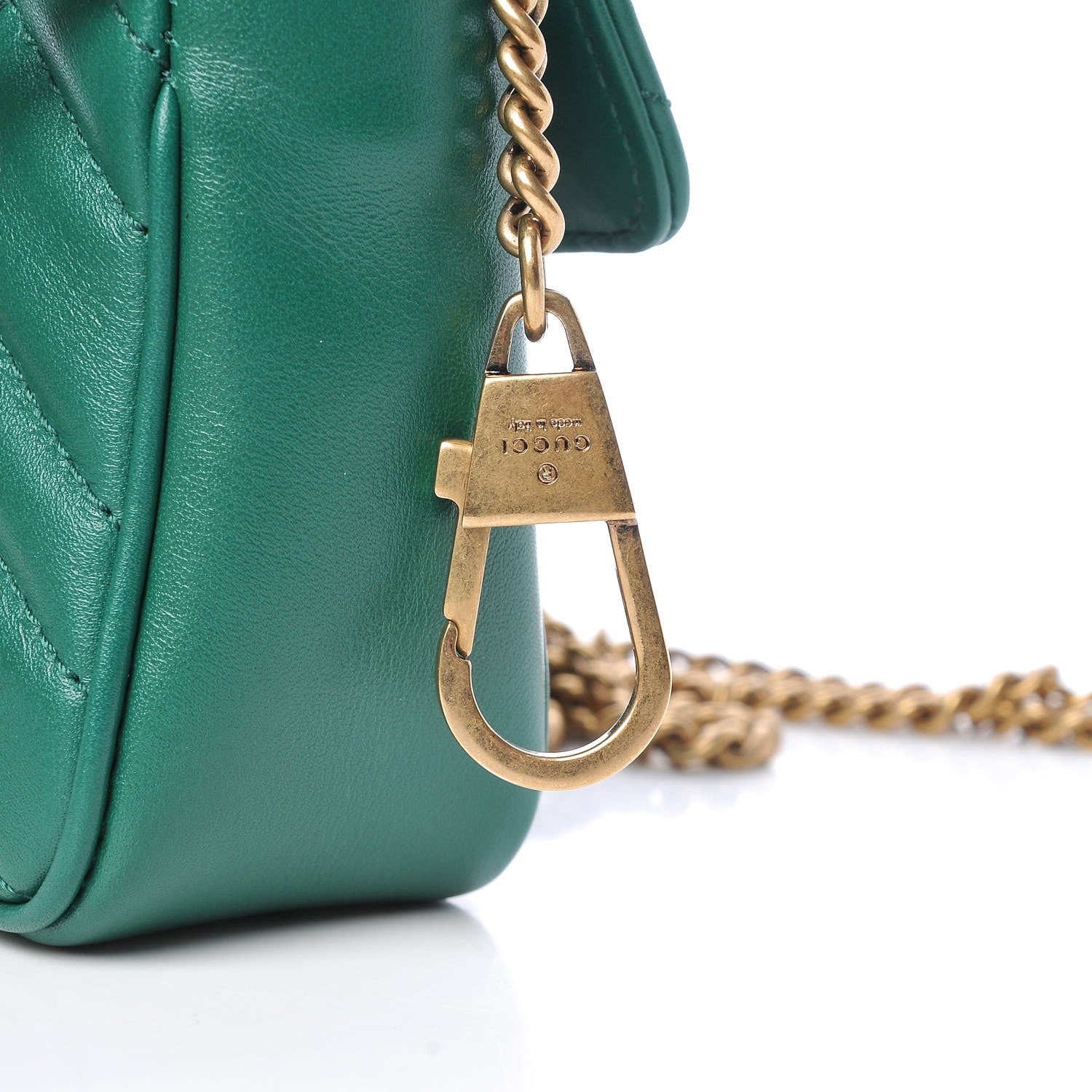 Gucci Calfskin Matelasse Super Mini GG Marmont Shoulder Bag Emerald Green 9 of 10