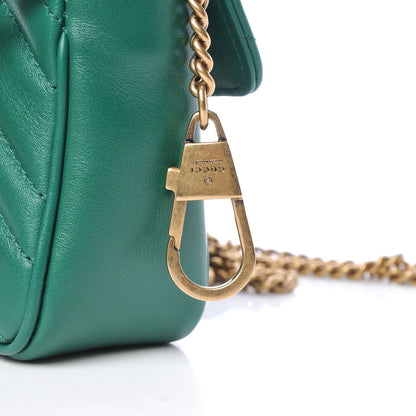 Gucci Calfskin Matelasse Super Mini GG Marmont Shoulder Bag Emerald Green 9 of 10
