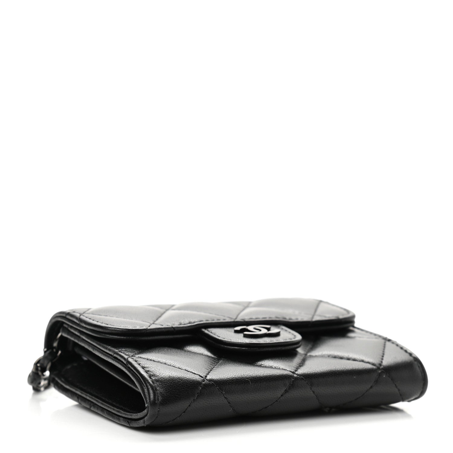 Chanel Lambskin Quilted Flap Card Holder On Chain So Black 4 of 11
