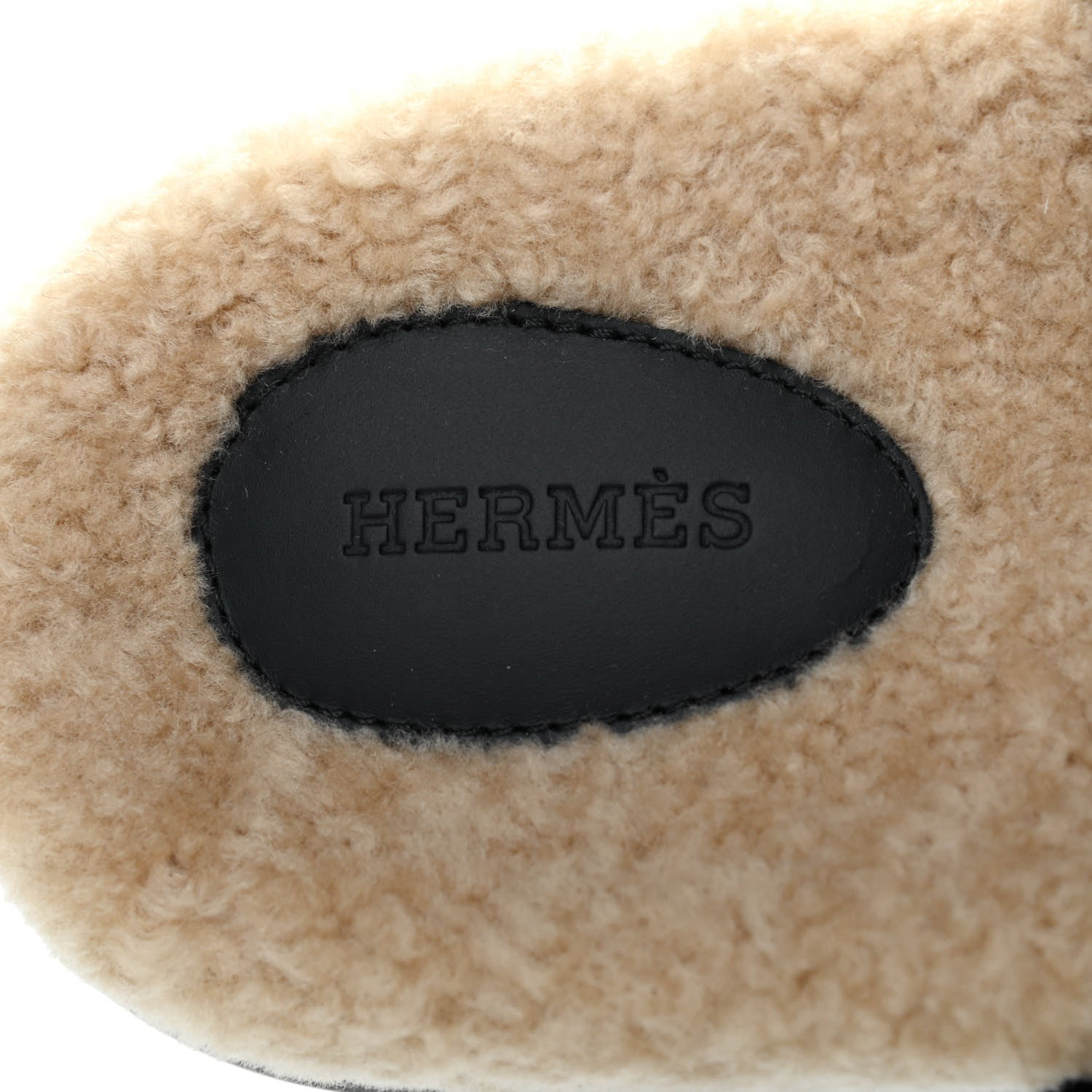 Hermes Calfskin Woolskin Mens Chypre Sandals 46 Black Ecru 6 of 9