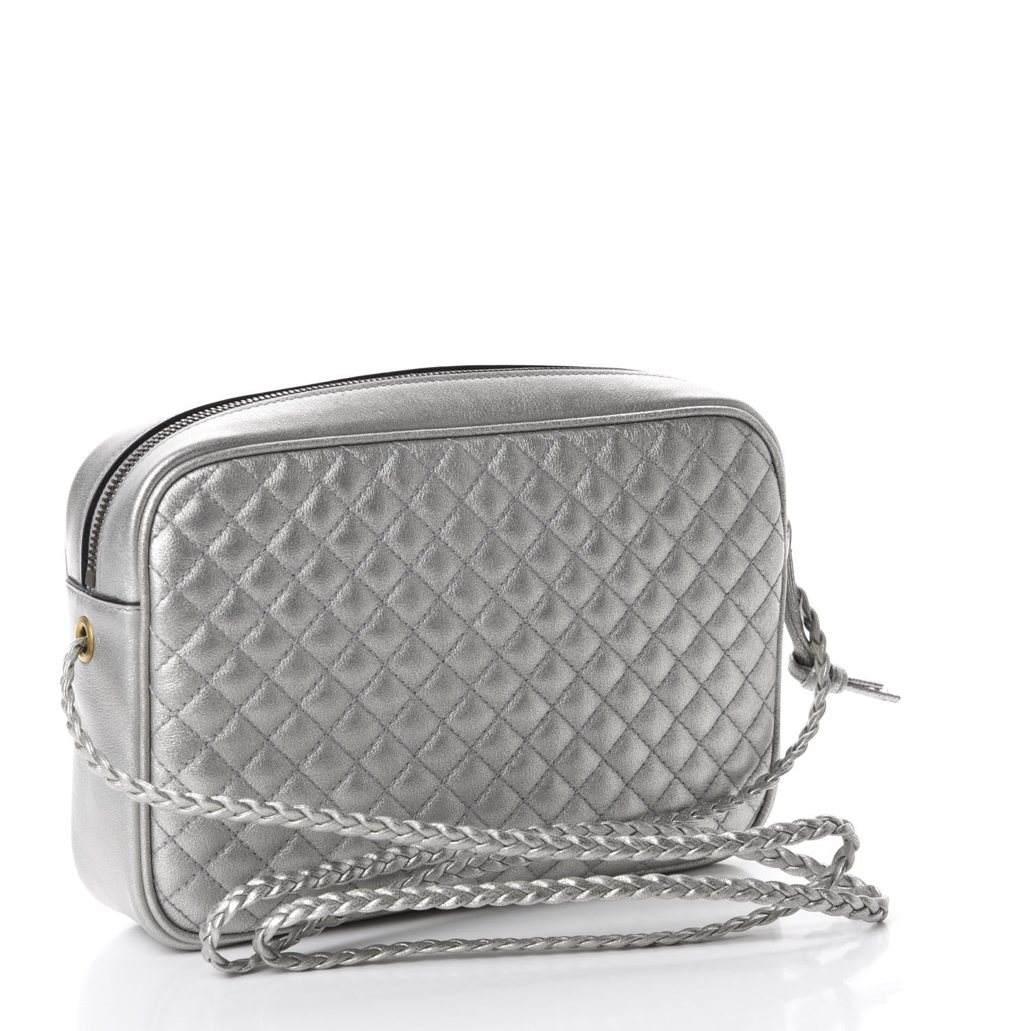 Gucci Laminated Nappa Web Trapuntata Small GG Shoulder Bag Argento 3 of 11