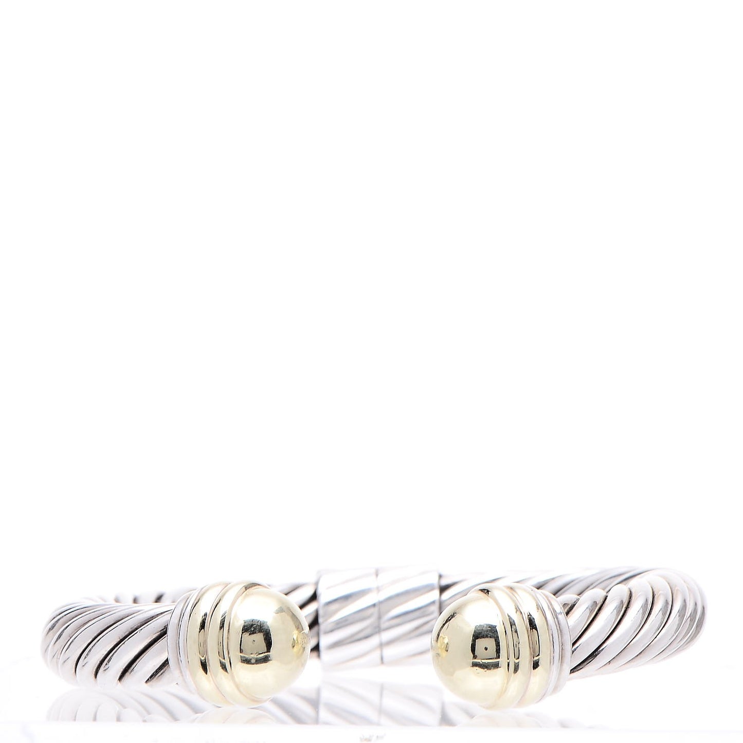 Sterling Silver 14K Yellow Gold 10mm Cable Classics Bracelet