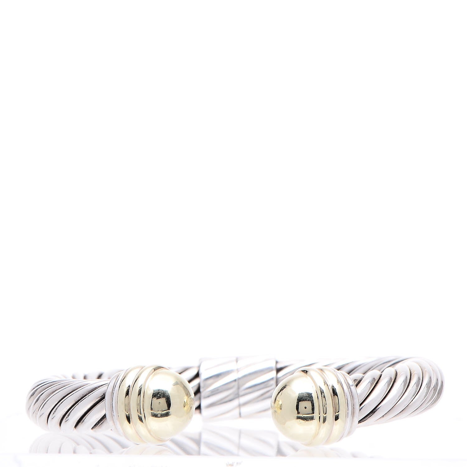 David Yurman Sterling Silver 14K Yellow Gold 10mm Cable Classics Bracelet 1 of 5