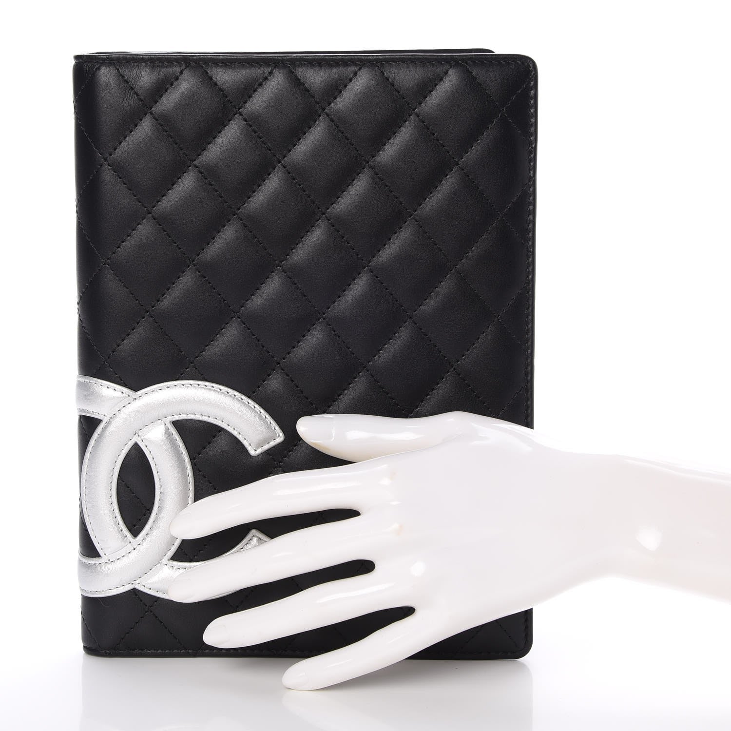 Chanel Calfskin Quilted Large Cambon Agenda Planner Black Silver 2 of 10