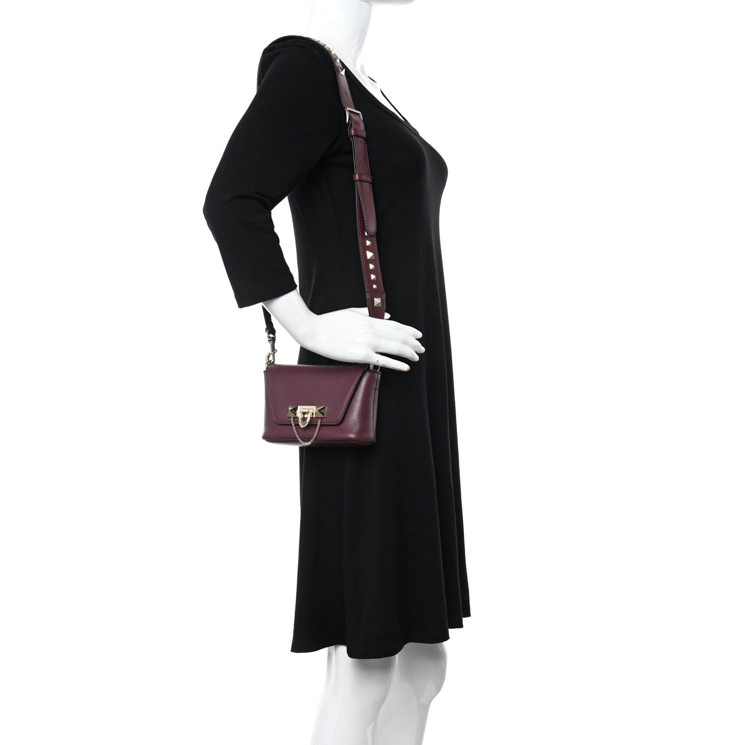 Valentino Garavani Vitello Small Rockstud Demilune Shoulder Bag Vinaccia 2 of 10