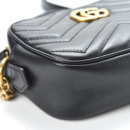 Gucci Calfskin Matelasse Mini GG Marmont Chain Shoulder Bag Black 10 of 11