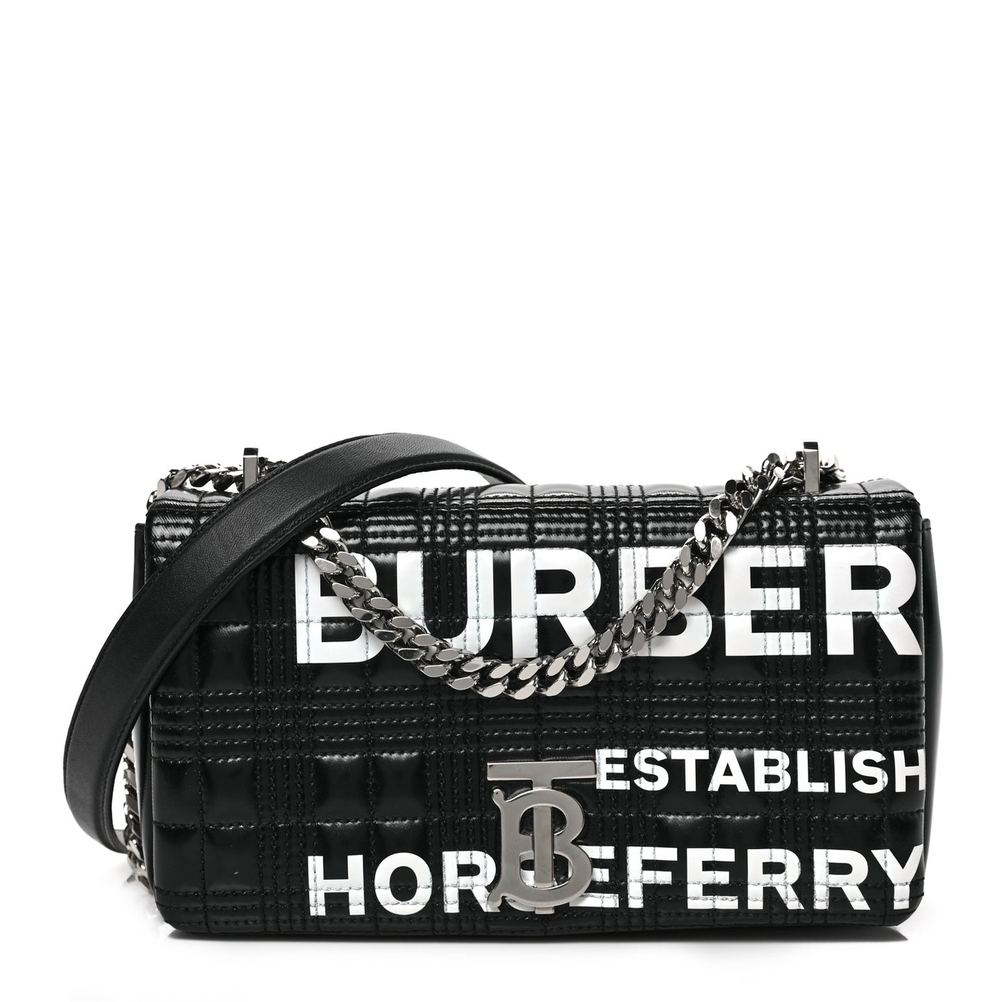 Patent Quilted Horseferry Print Small Lola Bag Black