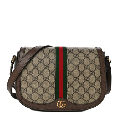 Gucci GG Supreme Monogram Web Small Ophidia Flap Messenger Bag Brown 1 of 15