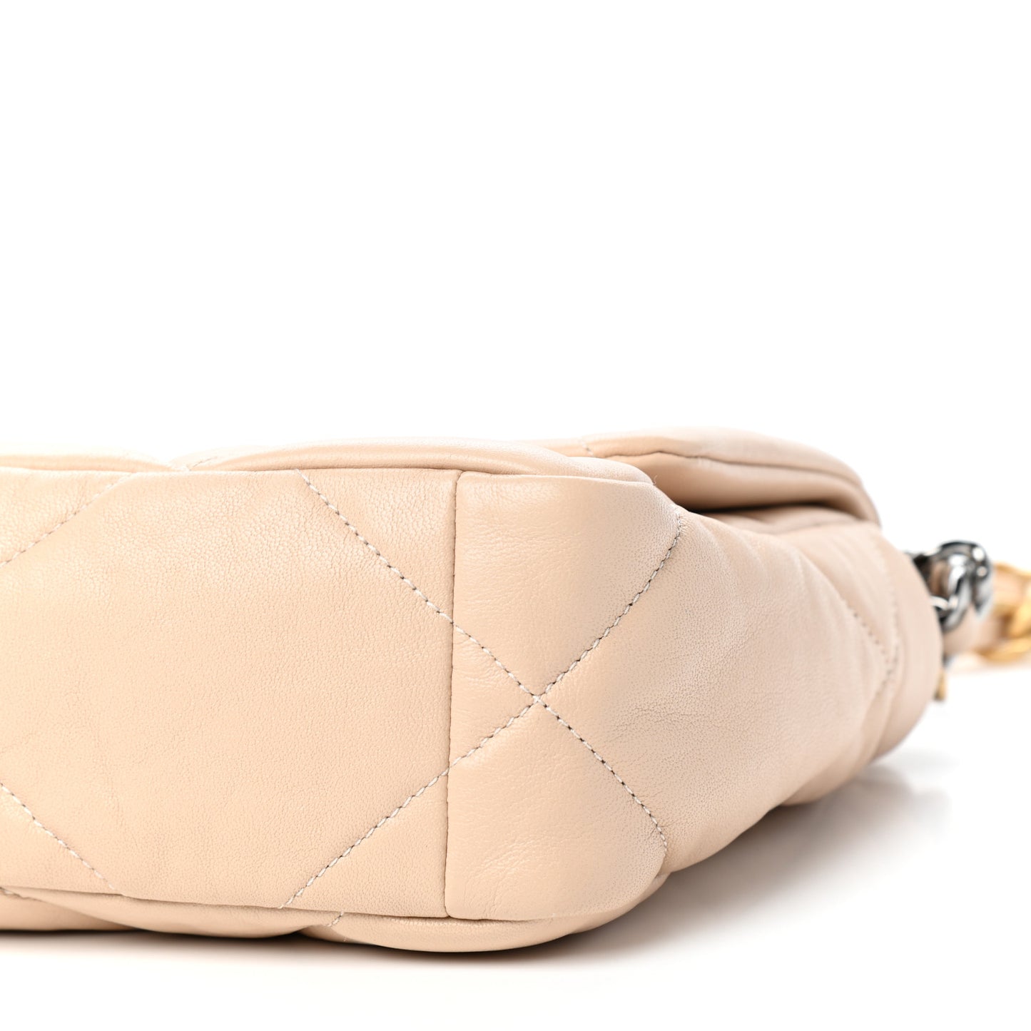 Goatskin Quilted Medium Chanel 19 Flap Beige