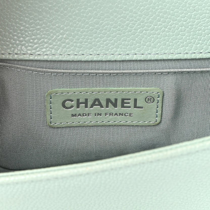 Chanel Caviar Chevron Quilted Small Boy Flap Green 6 of 13