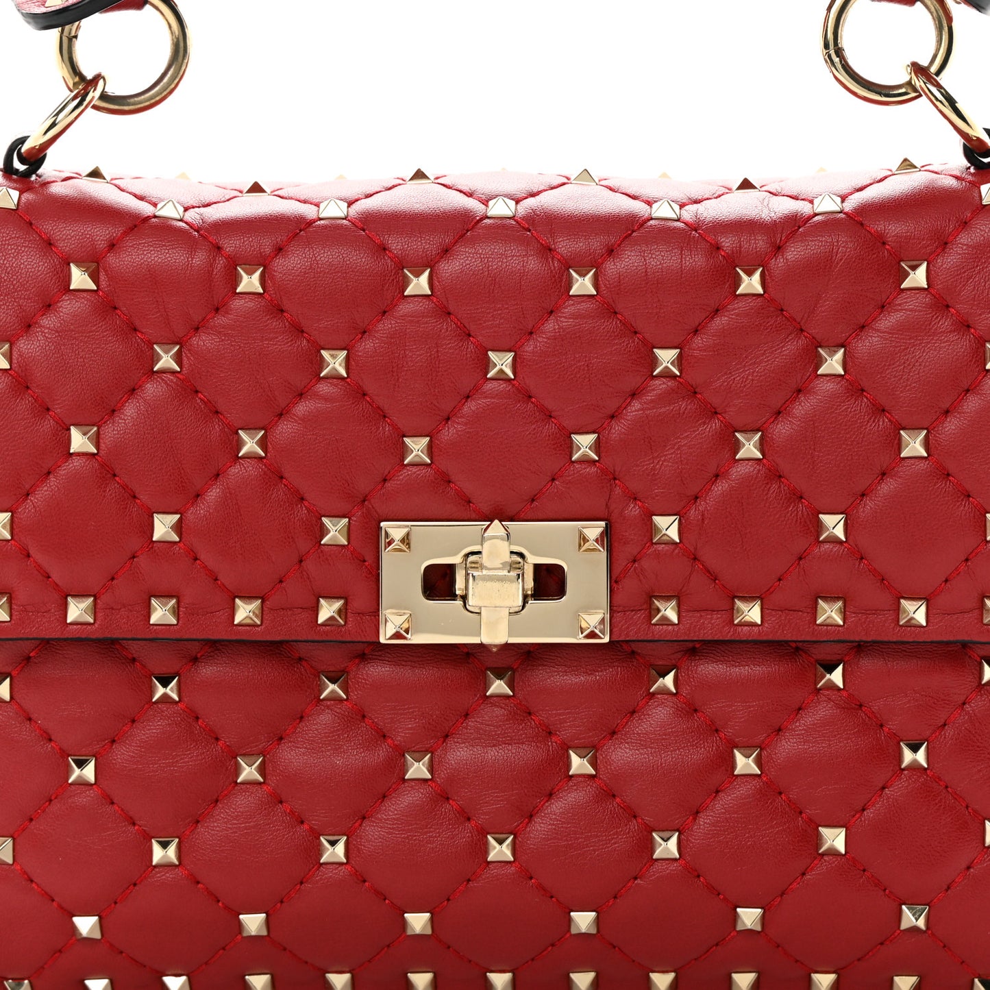 Nappa Medium Rockstud Spike Shoulder Bag Rosso Valentino